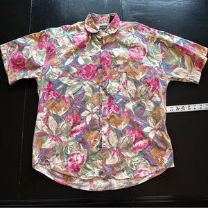Vintage Structure Medium Floral Multicolor Men's Shirt Korea Made Bold 90s y2k